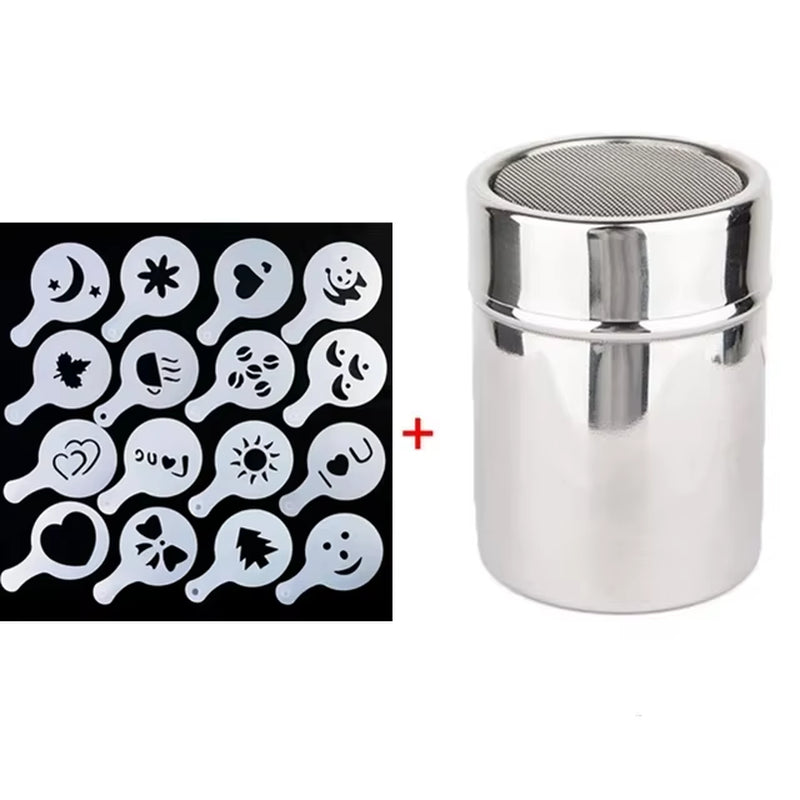 The Cocoa Art Shaker — Stainless Steel Coffee Stencil & Powder Shaker