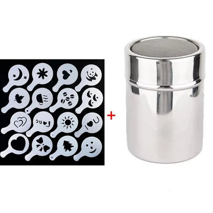 The Cocoa Art Shaker — Stainless Steel Coffee Stencil & Powder Shaker