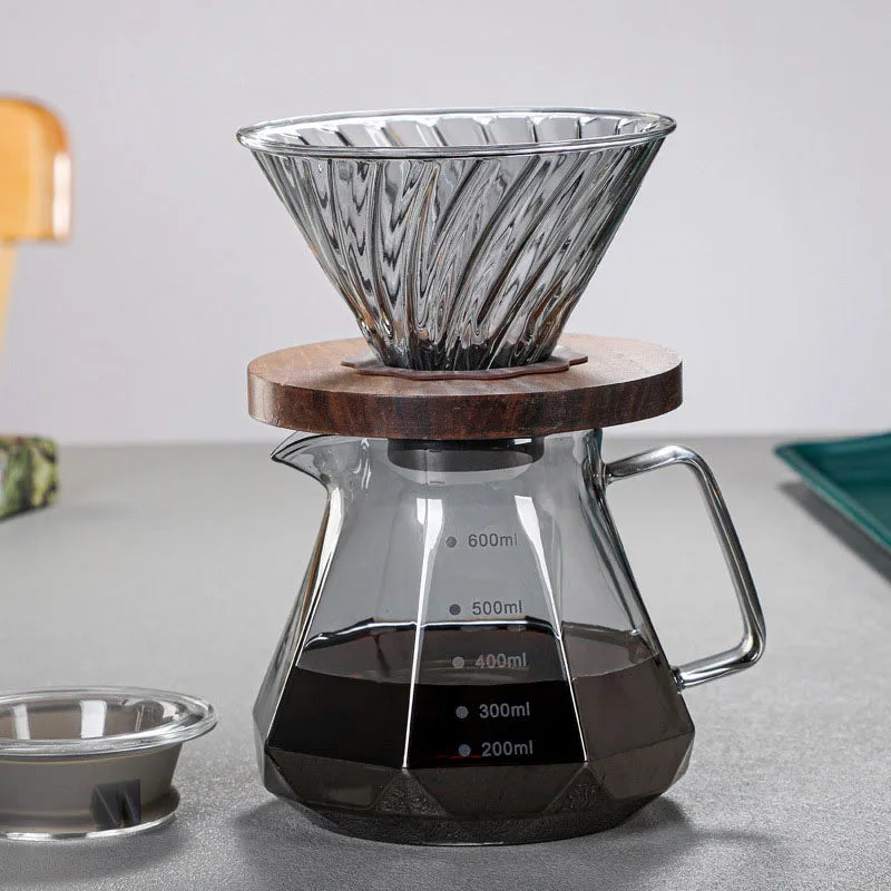 The Slow Brew Set — 600ml Glass Pour-Over Coffee Maker with Dripper