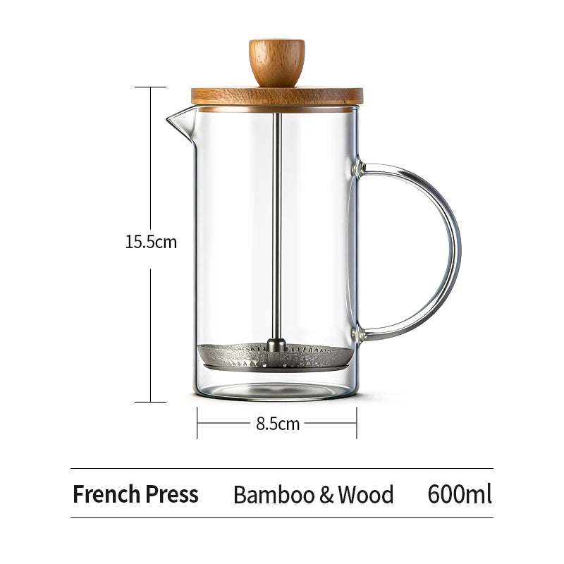 The Morning Press — 600ml Glass French Press Coffee Maker