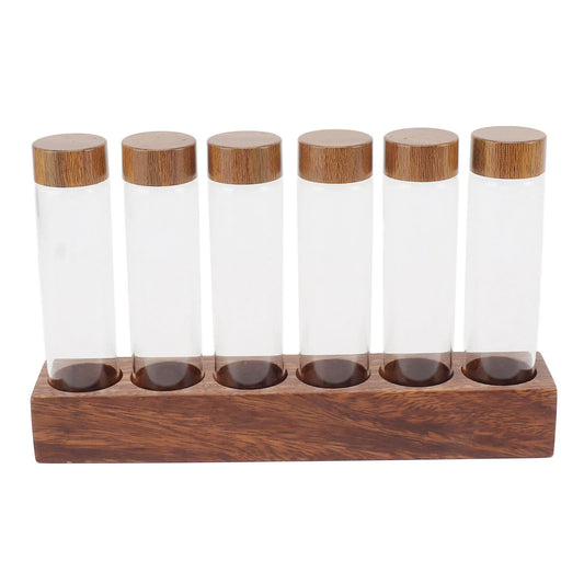 Coffee Bean Storage Jars - 6/12 Piece Transparent Glass Containers with Walnut Wood Lid and Stand, Kitchen Accessories