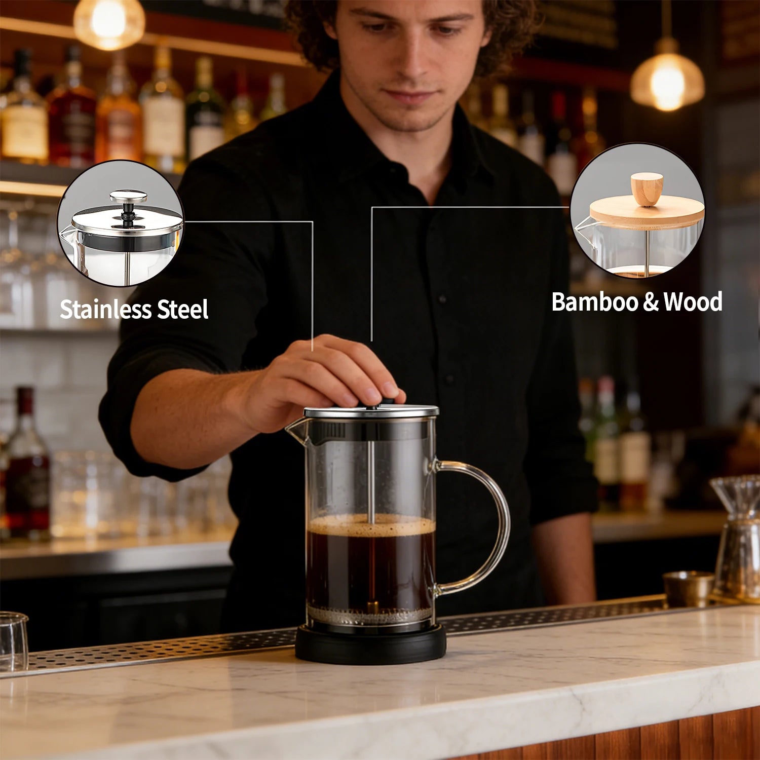 The Morning Press — 600ml Glass French Press Coffee Maker