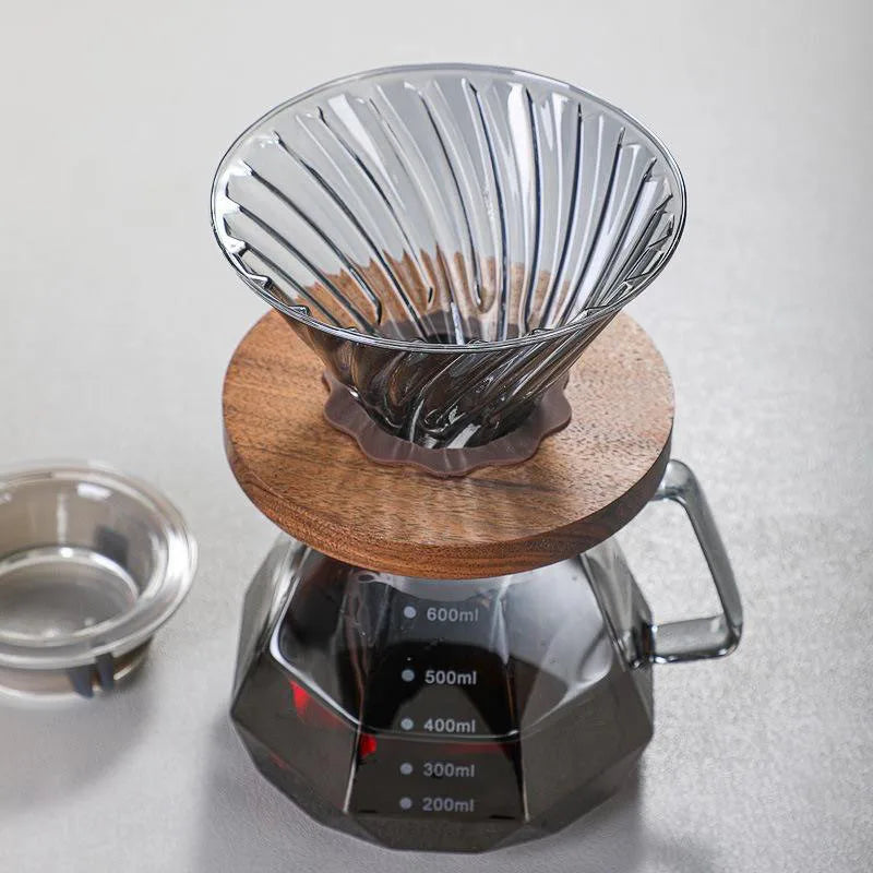 The Slow Brew Set — 600ml Glass Pour-Over Coffee Maker with Dripper